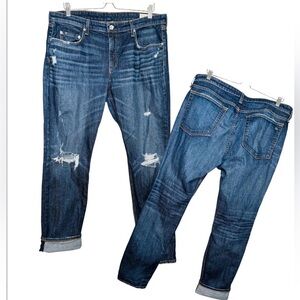 RAG & BONE LOW RISE BOYFRIEND, HAYDEN BLUE DENIM  CROPPED JEANS WOMEN'S SIZE 33